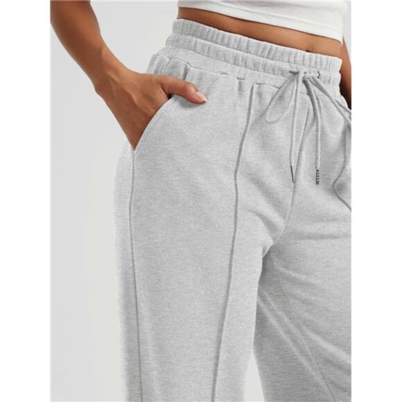 Womens Wide Leg Sweatpants High Waisted Baggy Pants Drawstring Athletic - Picture 5 of 6
